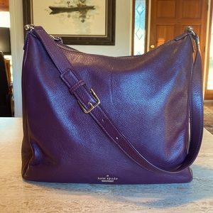 🌹KATE SPADE New York Purple Soft Pebble Leather Shoulder Bag Purse!